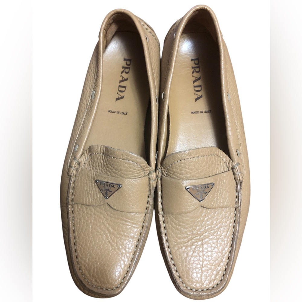 Prada Beige Leather Loafers for Women